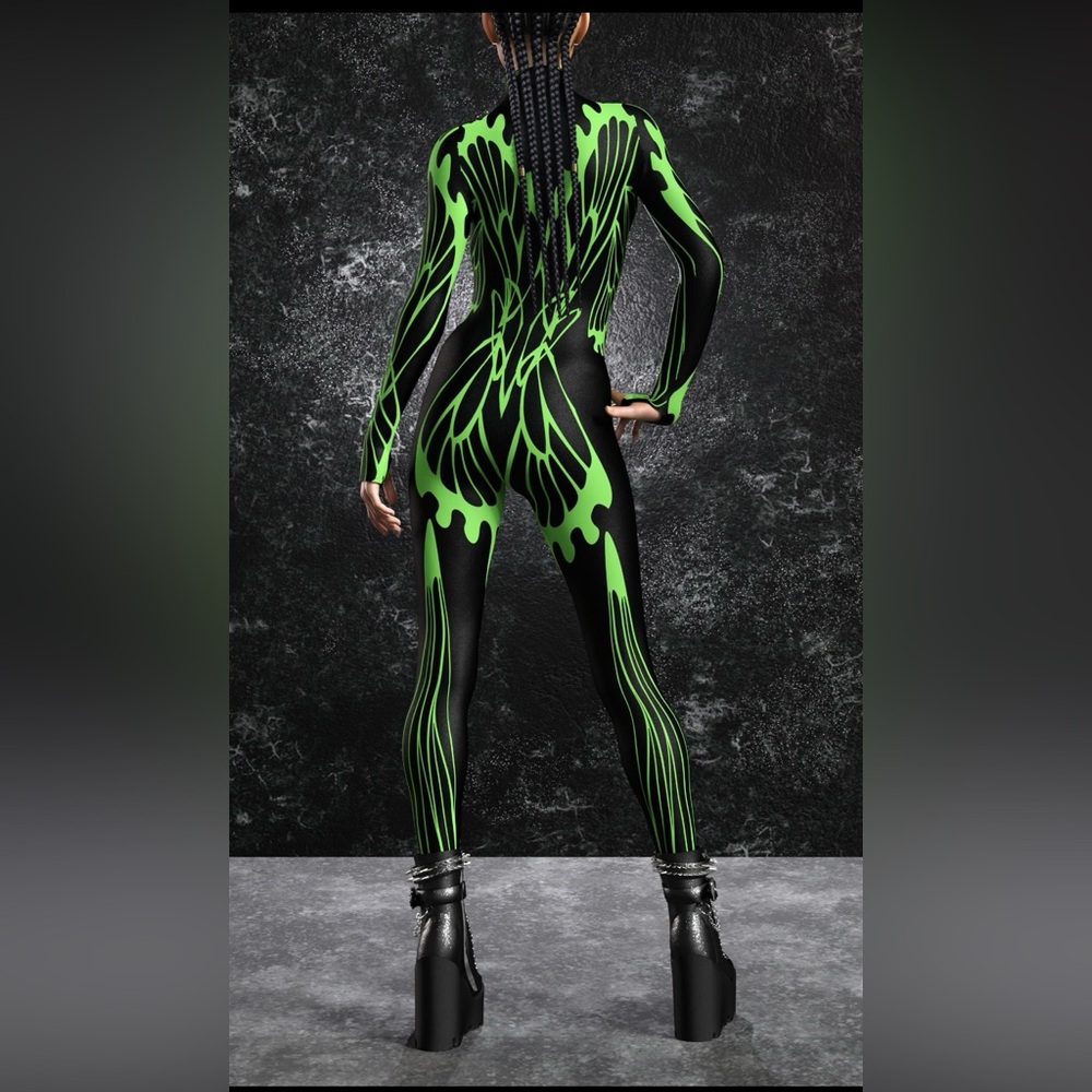 UV black light glow costume with wings